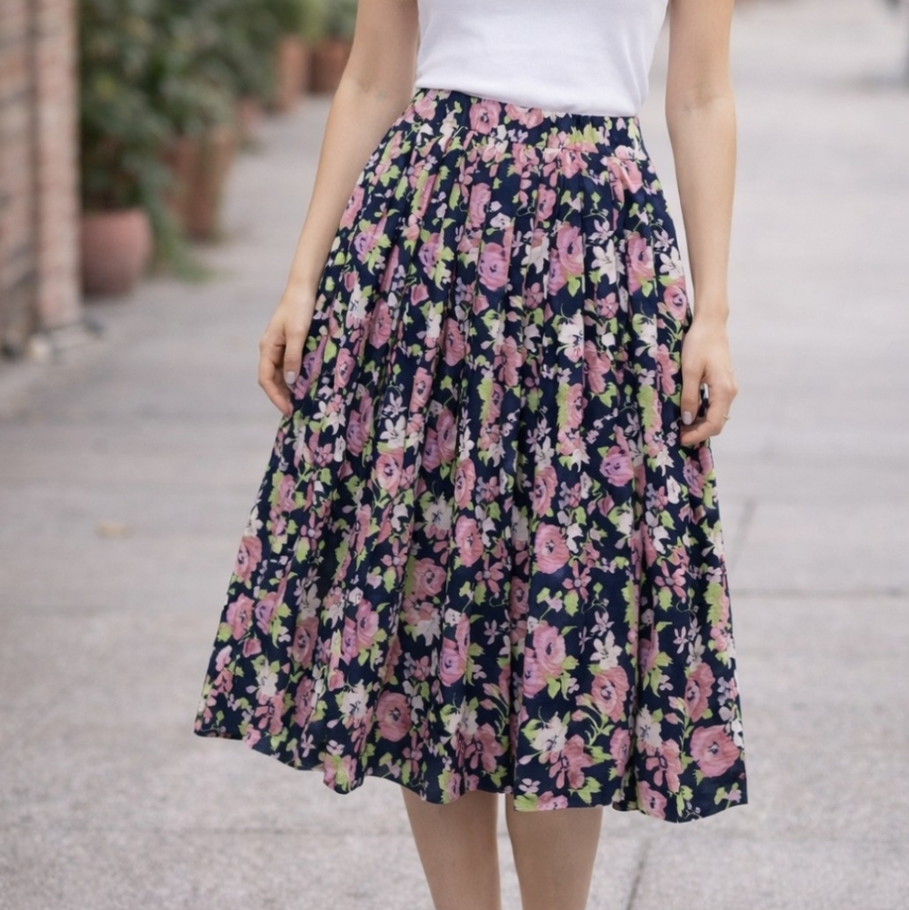 Brooks Brothers Pleated Floral A-line Skirt Size 6